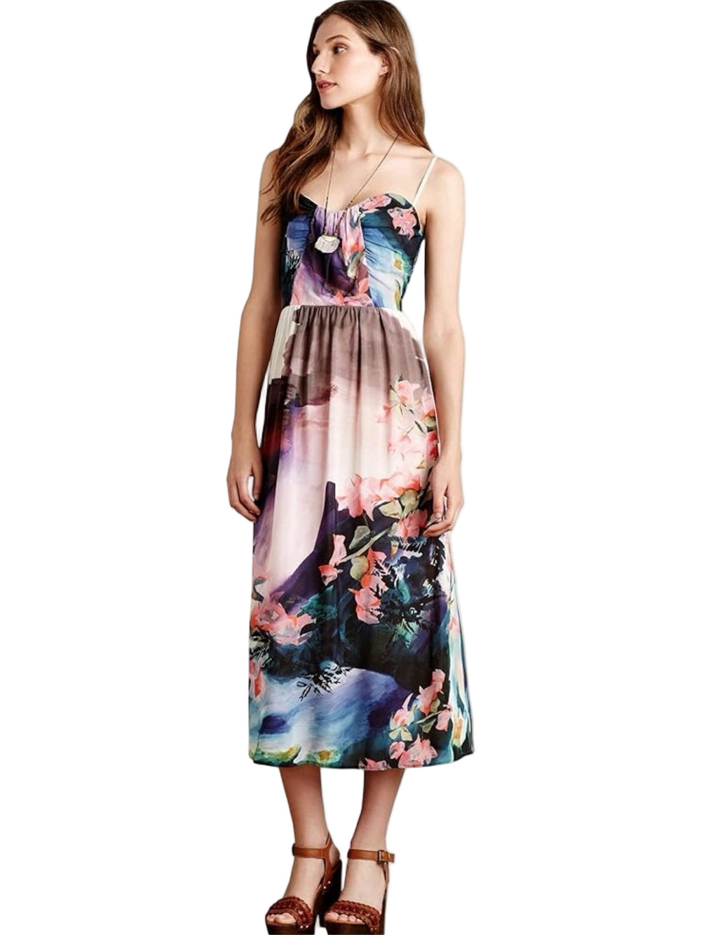 Anthropologie Corey Lynn Calter Floral Midi Dress Wedding Guest Garden Party 6